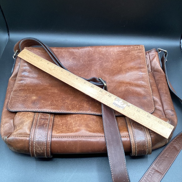 Distressed Leather messenger Bag Marked Frye - Picture 8 of 12